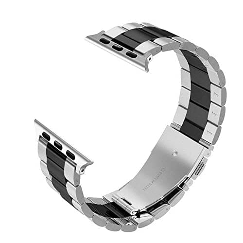 Stainless Steel Metal Replacement Smart Watch Strap Bracelet for Apple Watch 42/44mm, Silver and Gold Watch band