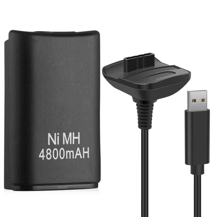 x1 Battery 4800mAh with Charging Cable Pack for Xbox 360 Wireless Controller (RA-003-2) Charging adapter