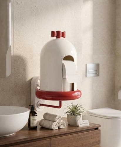 Wall Mounted Tissue Holder with Bow Design for Kitchen and Bathroom Space Saving Paper Towel Dispenser Easy Installation No Drilling Required Holder