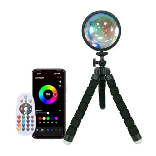 UanTii Smart Sunset Lamp Tuya Bluetooth Projector Lamp Ambient Lighting Fill light,APP and Remote Control 360 Degree Rotation Sunset Light Light bulb