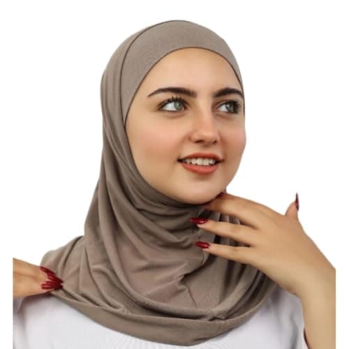 Women's Jersey Hijab Scarf, Light Grey, One-Piece Pull-On Style-TS-026-23 | Stretchy Jersey Fabric, Easy Wear Design, Full Coverage, Modest Wear, Soft & Breathable Apparel head neck covering