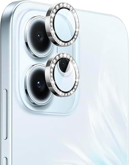 Camera Lens Protector (Compatible With Oppo Reno 14F) Tempered Glass and Aluminum Alloy Ring Individual Anti-Scratch Cover High Definition, Case Friendly 1 Pack (Silver)