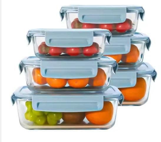 Generic Glass Food Storage Containers Set of 3 with Plastic Lids, Refrigerator Safe, 410ml, 680ml and 1040ml, .flo