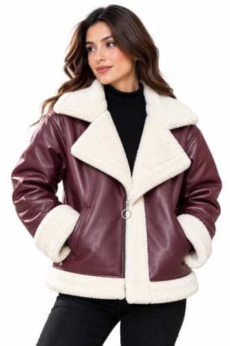 Women's Maroon Leather Oversize Jacket | Oversize Design, Wine Coat