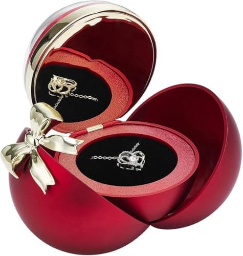 NUBIAA Personalized Jewelry Box with Red Rose Bridesmaid Gifts Jewelry Case Ring Box Birthday Christmas Valentines Day Mothers Day Gifts for Women (RED)