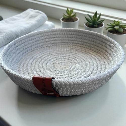 Woven It Handmade Cotton round White Plate 17cm x 4cm, Can be Used in Kitchen, Dining Room, Living Room, Bed Room, Kids Room, Bathroom, Indoor & Outdoor.