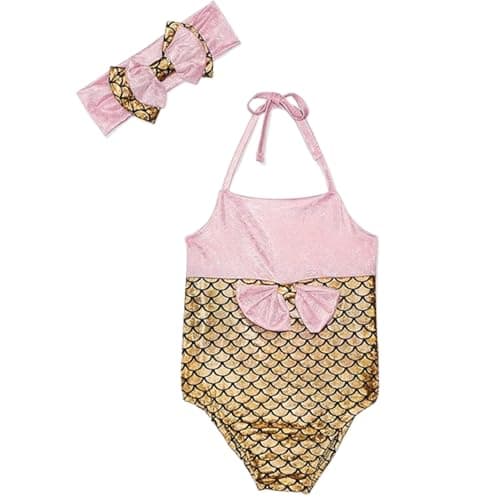 Mix&Max Girls Sleeveless Swimsuit&Hair Band Shape Bow One Piece Swimsuit (pack of 1)