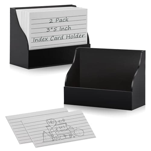 SHIQIKEJIPTY 2 Pack Black Index Card Holder 3 X 5 Note Card Organizer Acrylic Index Card Box Flash Card Storage Box Postcard Display Stand Business Card Holder Desktop for Business Office(No Card) Item container