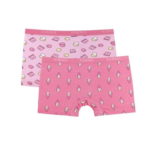 Karma Girls' Print Boyshort Underwear, 2-Pack, Magical Pattern Underpants