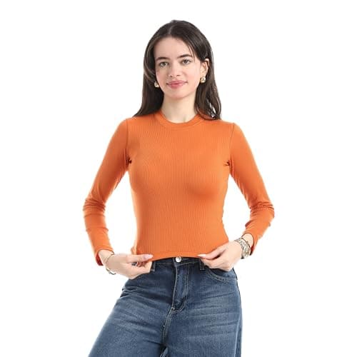 Andora Women Long Sleeve Ribbed Top T-Shirt (pack of 1)