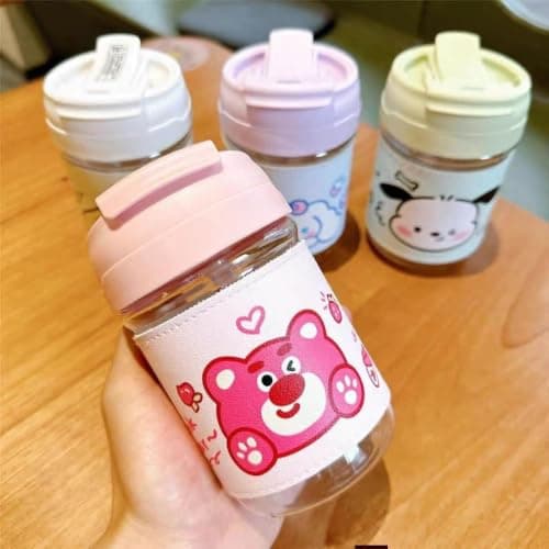 Generic Glass water bottle, Easy to use and suitable for school, Comes with a carrying strap, Available in multiple colors, .za