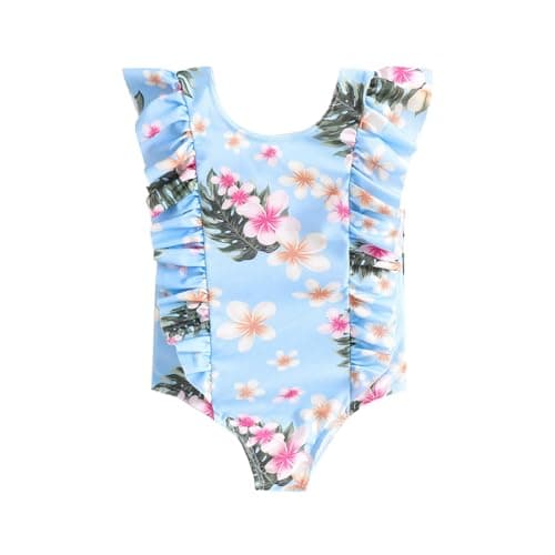 Mix&Max Girls Waterproof Sleeveless Swimsuit Printed Flowers One Piece Swimsuit (pack of 1)