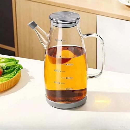 Generic Glass Oil and Tea Dispenser with Lid, 1000ml Capacity, for Herbs and Healthy Cooking, .kl Bottle