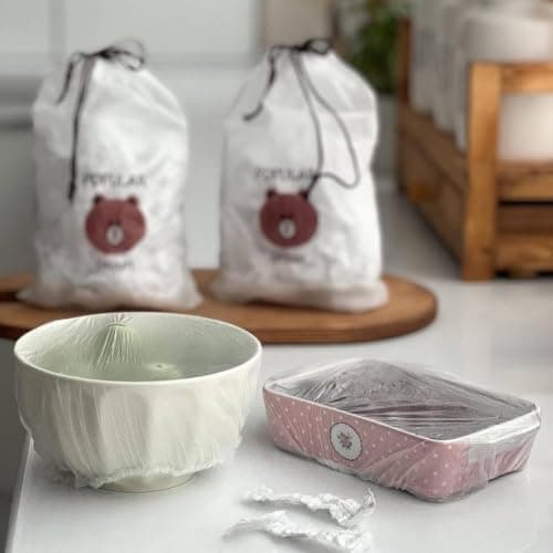 Trend Food Storage Bags Elastic Reusable Covers for Kitchen Leftovers Clear