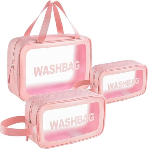 3Pcs Clear Waterproof Makeup Bag Set Women Travel Cosmetic Organizer