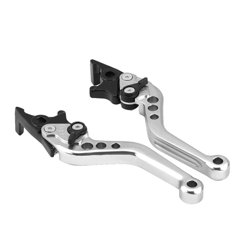 KaberTrade KaberTrade Brake and Clutch Handle Set for Motorcycle, Motorcycle, Scooter, Adjustable Arms (2 Piece Set, Silver, Code:10003) Handlebar grip