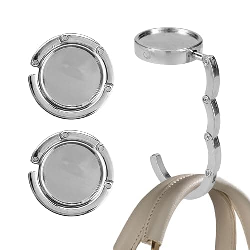 kwmobile Handbag Hooks for Table – 2 x Portable Hanger with Hook for Coats, Handbags, Umbrellas Max 5.5 kg – Silver Temporary hanger hook