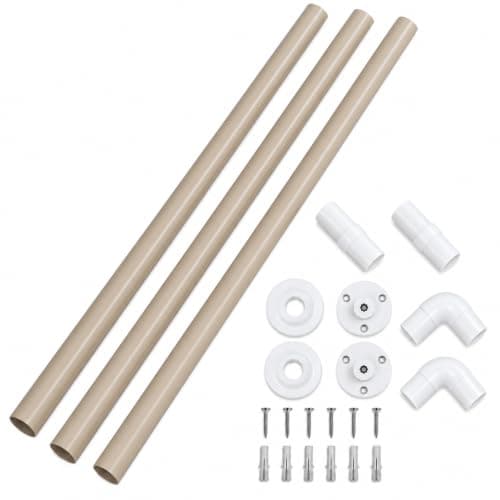 Bathtub Curtain Rod 90 * 90 - Adjustable U or L Shape – Elegant Design Room Divider Bathroom Shower & Home Decoration – Curtain Rods and Tracks with Durable Fixing Accessories (Beige-Plastic) Hanging rod