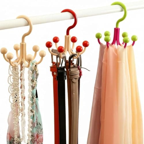 6 Hook Rotating Scarf Hanger Heavy Plastic Closet Organizer for Underwear