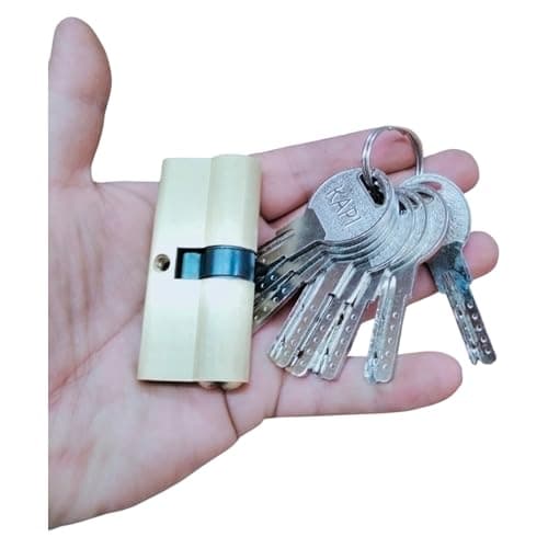 Heart Kalon Cylinder Brass Lock Drum Door Apartment Computer with 5 Keys Computer Brass Shape Distinctive and Stylish (Round Key)