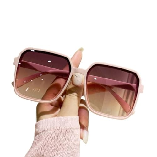 Oversized Square Sunglasses for Women, Classic Dark Lenses | Lightweight & Comfortable, Retro Square Frame, UV Protection, Black Frame, Trendy Style