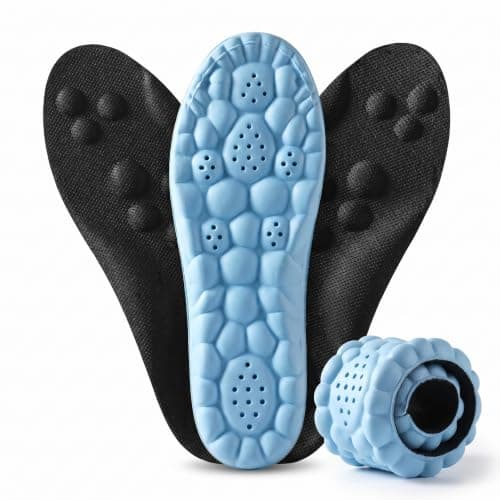 Medical Memory Foam Insole | KARPITA | Diffuses Pressure & Provides Superior Foot Comfort – Ventilation Holes for Improved Breathability – Suitable for Men & Women, Cut to Size 41-46 (Black-Milky) Shoe insert