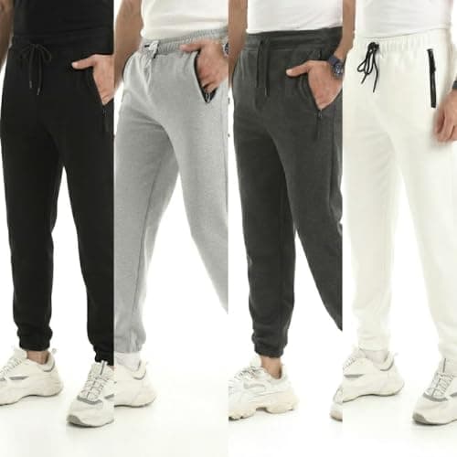 Red Circle Mens Bundle of 4 Soft Pants with Zipper Pocket and Elastic Cuffs Bundle of 4 Soft Pants with Zipper Pocket and Elastic Cuffs