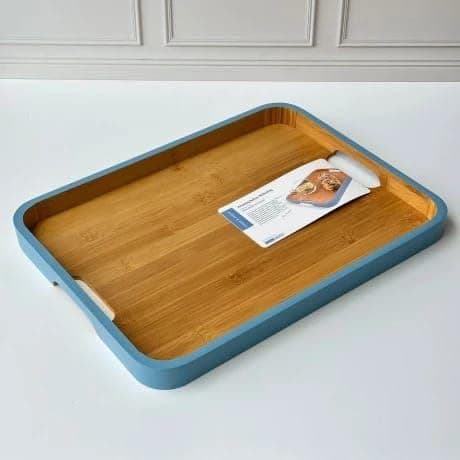 Generic Bamboo Serving Tray with Coloured Rim, Lightweight Rectangular Tray for Breakfast, Coffee, and Organisation .sew