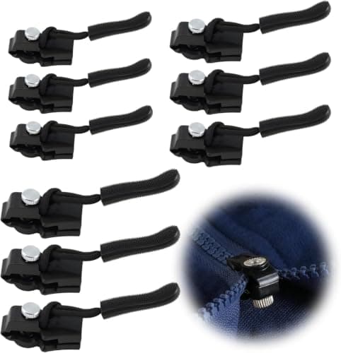 4-Piece Universal Emergency Zipper Repair Kit Instant Replacement Slider Puller for Clothing Bags Luggage Jackets Without Sewing Tools Black Color Zipper fastener