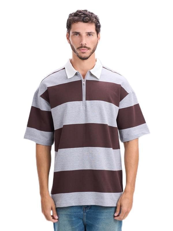 Bowline Stripped Quarter Zipper Polo Shirt