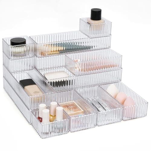 8 Piece Clear Acrylic Drawer Organizer Set for Kitchen Makeup Accessories