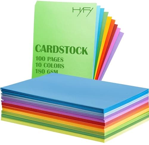HYFY 100 Sheets A4 Colored Cardstock 180 GSM Thick Color Paper for Printing, Arts, Crafts, Scrapbooking, DIY - 10 Colors Construction Paper