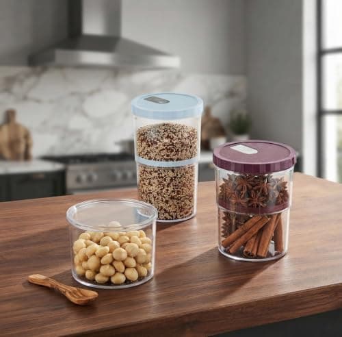Acrylic Expandable Storage Jar 700ml-1400ml Air Pressure Lid Kitchen Container Food storage container