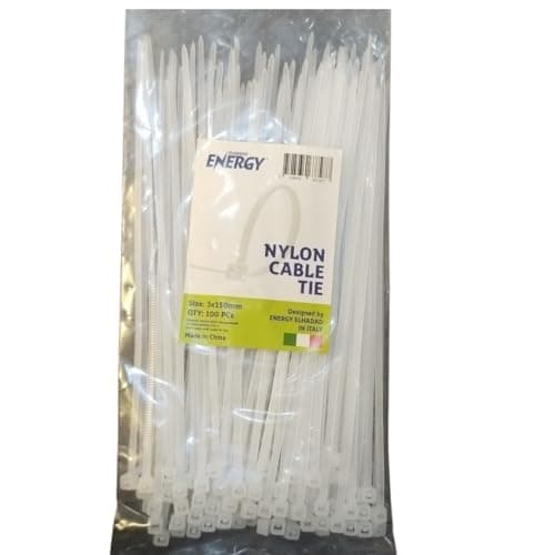 Sian Tech Nylon Cable Tie Strap, White, 3x150mm, 100pcs