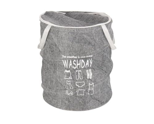 Generic Foldable Round Laundry Hamper, Grey, Pop-Up Collapsible Basket for Clothes and Toys Storage, .kl