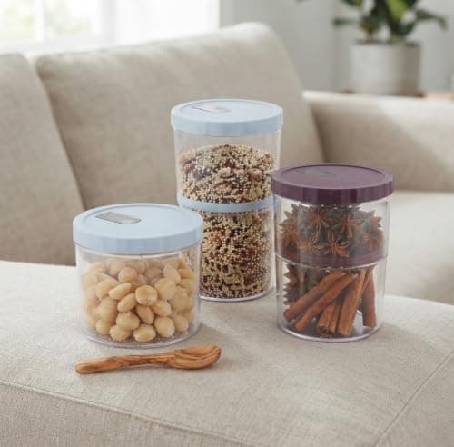 Expandable Acrylic Food Storage Jar with Air Pressure Lid 700ml-1400ml