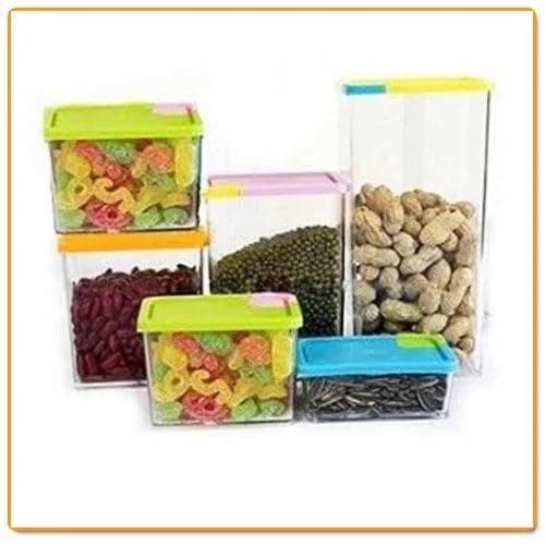 6Pcs Clear Acrylic Storage Containers Airtight Food Jars for Snacks