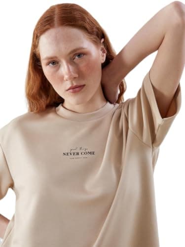 LC WAIKIKI Woman Crew Neck Printed Oversize Women's T-Shirt