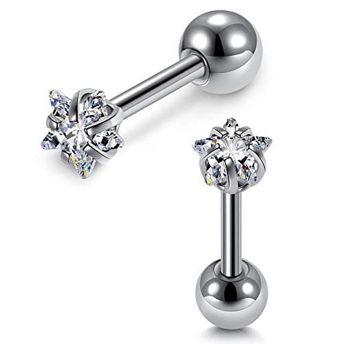 Zysta Mini Cubic Zirconia 16G Earring Studs Round Rhinestone Diamond Stainless Steel Post Back Ball Screw Men Women Boy Girl Nose Helix Cartilage Ear Lobe Small Cute Piercing Jewelry