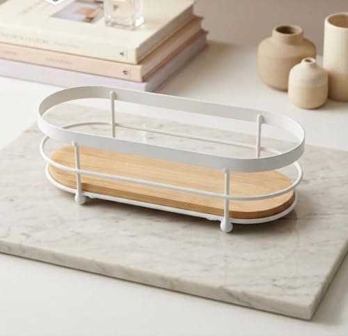 Metal Organizer Rack Wood Base for Kitchen Counter Spice Oil Storage