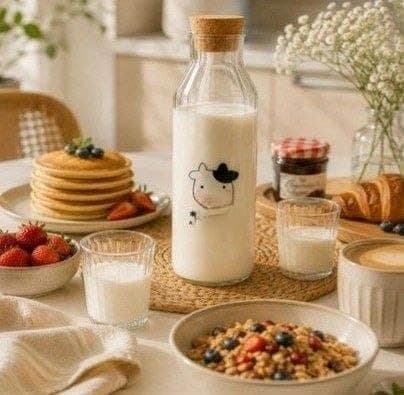 Generic Glass Milk Bottle with Cork Lid, 1000 ml, .db