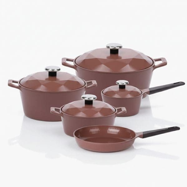 Neoflam Titanium Carat 9-Piece Cookware Set – Champagne Berry