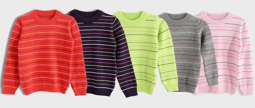 Red Circle Boys Bundle of 5 Bucklet Round Neck Thinly Stripedt Bundle of 5 Bucklet Round Neck Thinly Stripedt