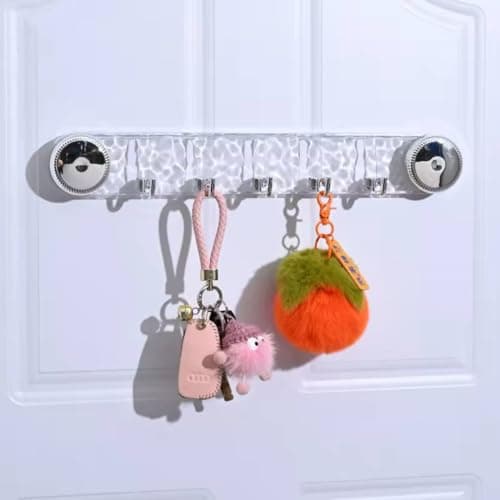 Generic Wall-Mounted Hook Rack, Sliding Hooks, Clear, for Kitchen and Bathroom Organisation, .go