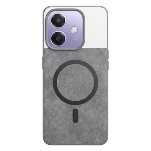 Compatible With (Oppo A3X) Luxury Leather Back Case With Wireless Charging And Electroplated Shockproof Camera Frame For (Gray) Cellular phone case