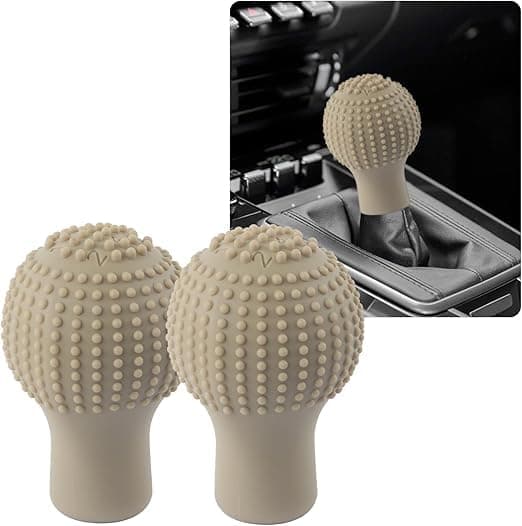 Car Gear Shift Knob Cover Anti-Slip Silicone with Hand Massage Design, Universal Car Truck Interior Accessories with Gear Stick Cover (Beige) - sa car