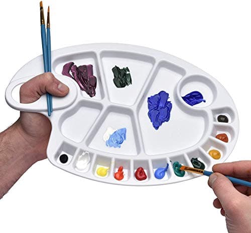 17 Grids Reusable White PVC Paint Palette 8 x 11.8 Inch Non Stick Washable with Thumb Hole Supplies Task tray