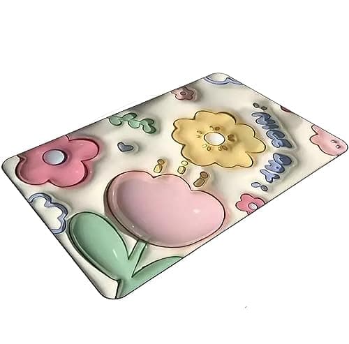 TLISMI 3D Visual Anti-Slip Super Absorbent Floor Mat Diatomaceous Earth Bath Mat with 3D Cartoon Printed Design, Easy to Clean, Fast Drying, Soft Diatom Mud Door mat for Home Entrance &Bathroom Rug