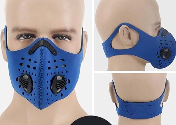 Face Mask Filter Valve Reusable Breathable Dust Pollution Protection Outdoor Sun Protection for Men Women (1 Piece, Blue) Safety mask