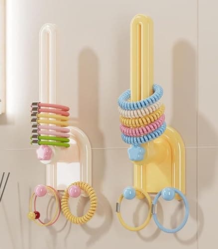 Rotating Wall Mounted Hair Accessories Organizer for Scrunchies Hair Ties and Headbands Multi Tiered Adhesive Storage Rack Holder for Bathroom Bedroom Storage hook